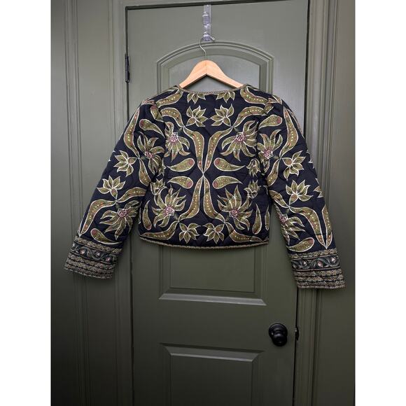NWT Omika LIghtweight Quilted Finley Floral Jacket Alexia Onyx Black Green Large - Picture 7 of 8